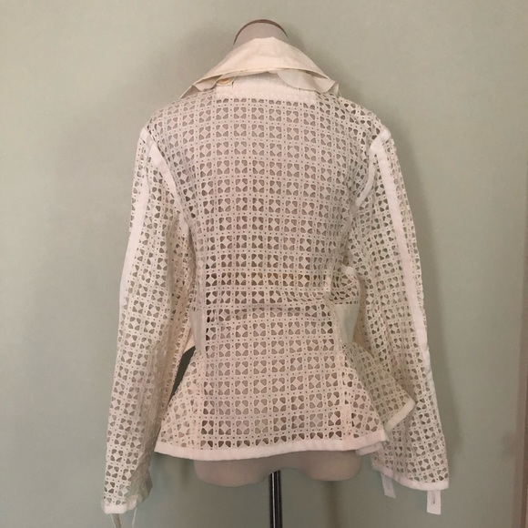 🆕 [Sacai Luck] Ivory Lattice and Lace Jacket Sz: 2 - Picture 5 of 7